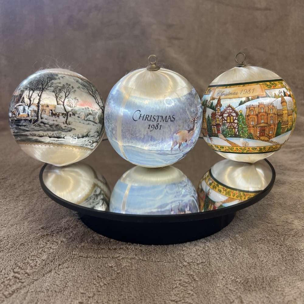 Hallmark Vintage 1981 Satin Christmas Ornament Keepsake Ornaments‎ Lot Of 3